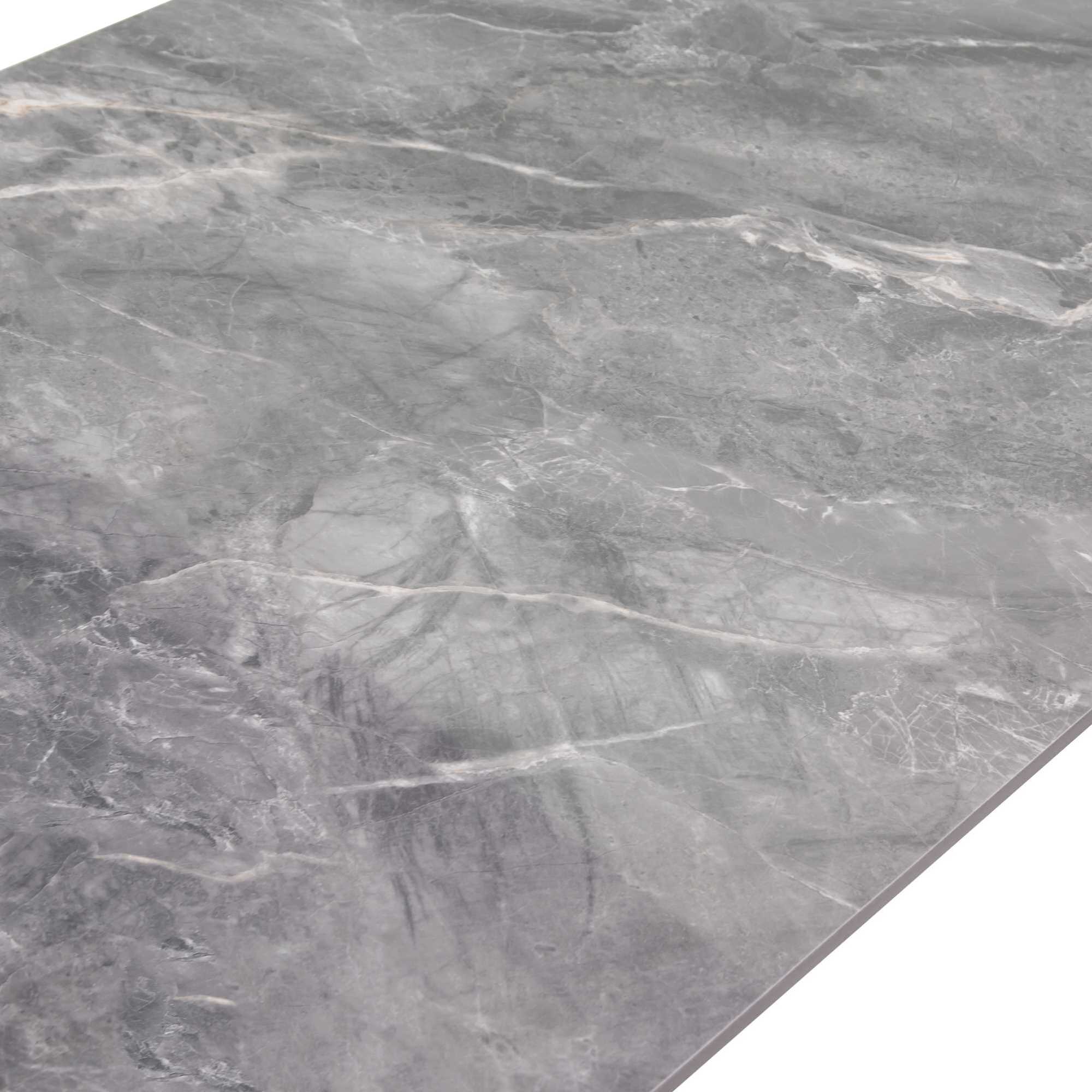 Tavolino Vacchetti in metallo con piano in pietra sinterizzata grigia cm120x65h45