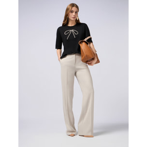 Oltre - Pantalones palazzo de tejido fluido - Beige