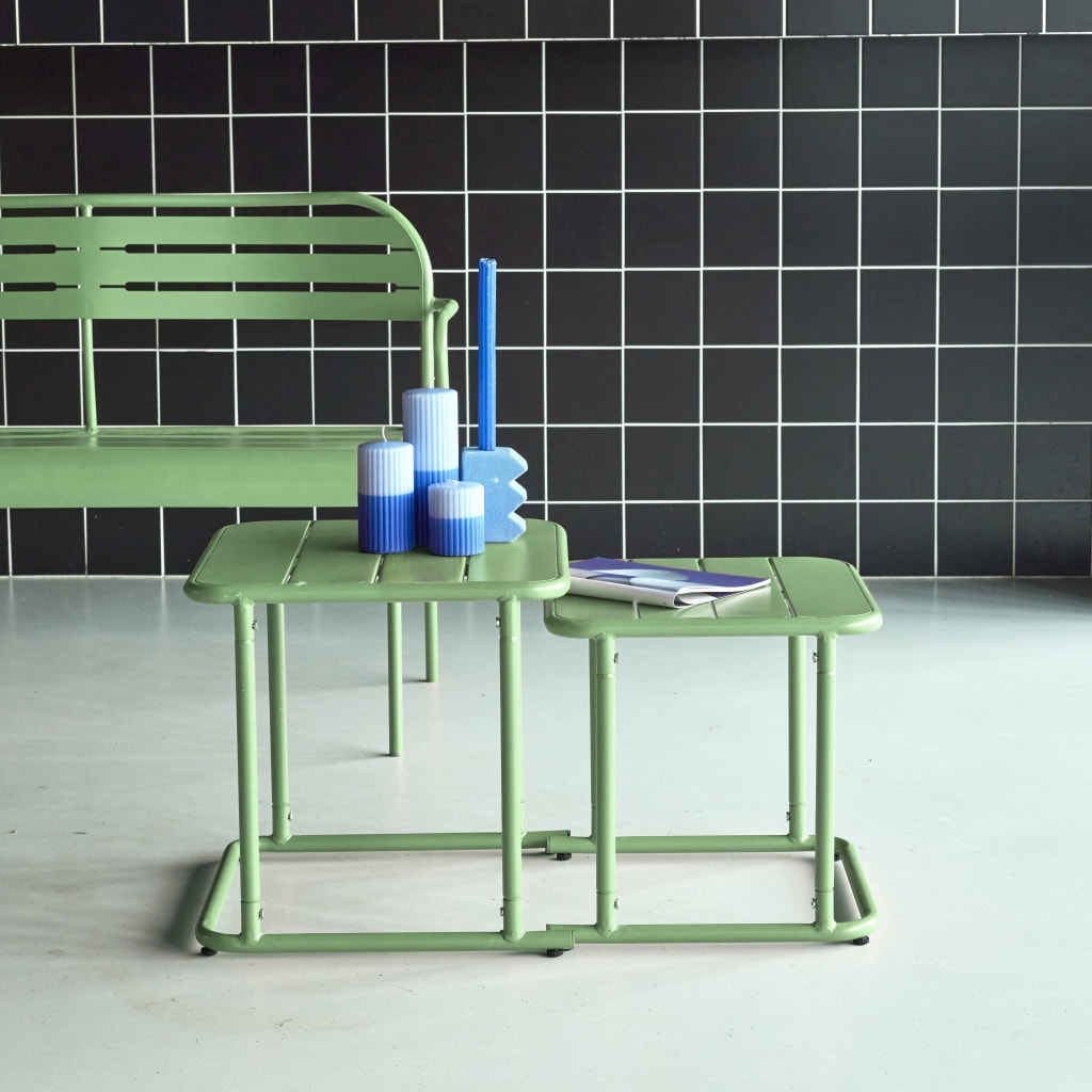 Table gigogne extérieure carrée en acier AMÉLIA