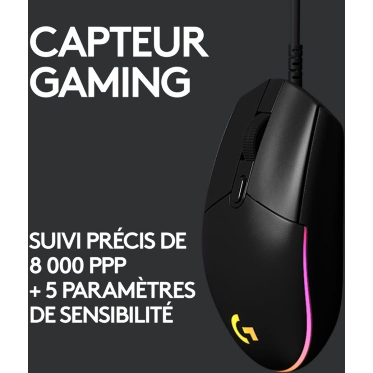 Souris Gamer Filaire LOGITECH G203 LIGHTSYNC GAMING MOUSE noire