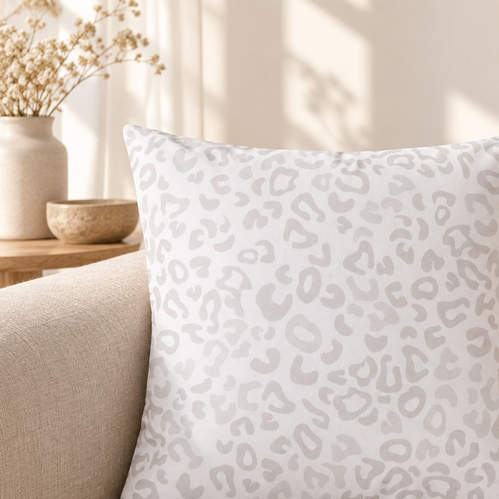 Coussin imprimé motif animalier - Beige