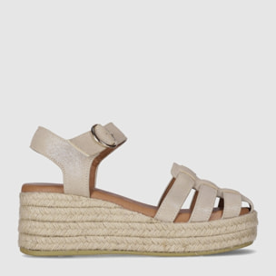 Sandalias de Serraje - Platino - Tacón: 6 cm