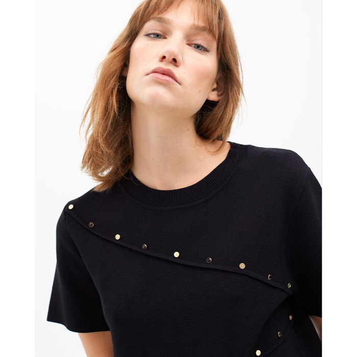 Abito Corto in Maglia con Borchie