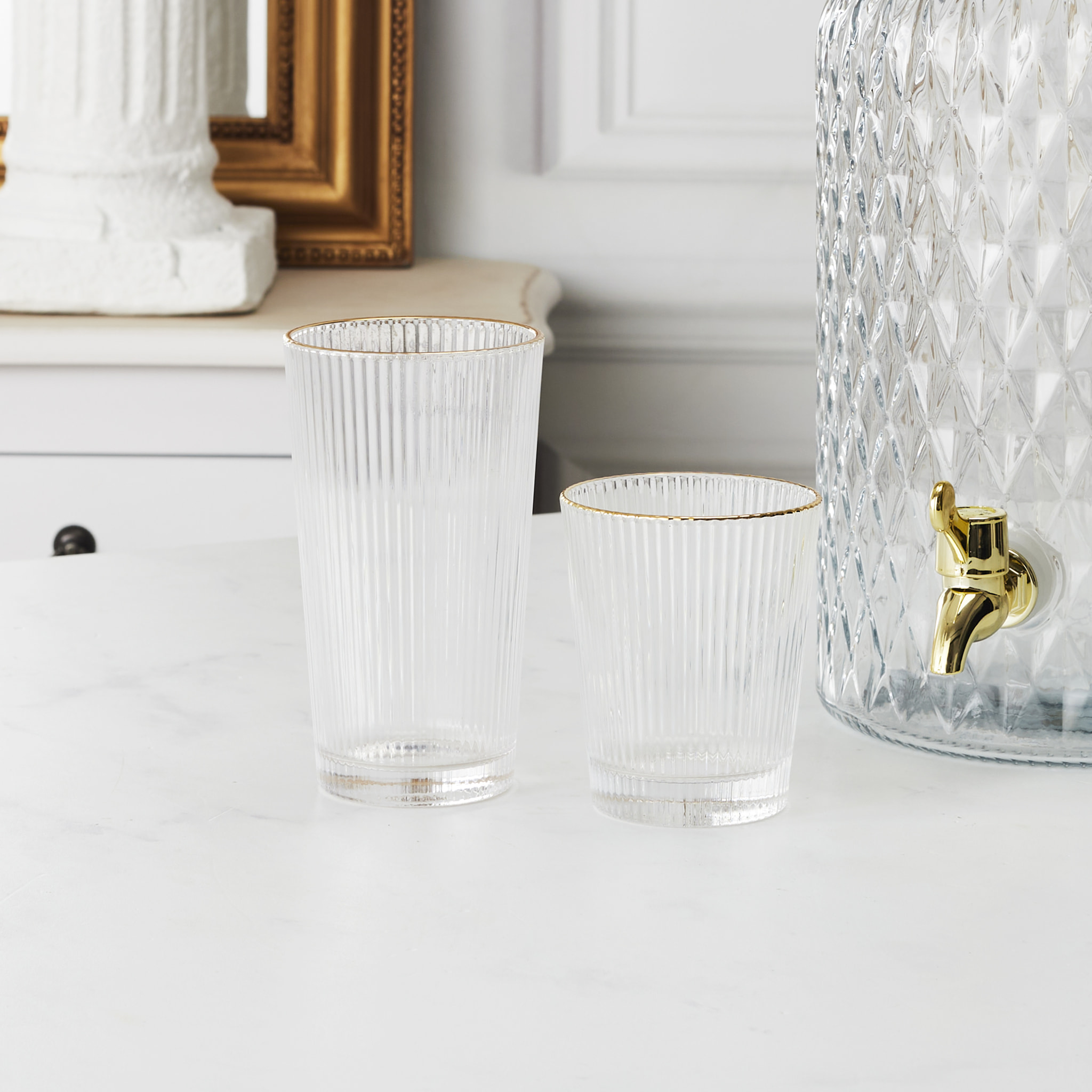 Lot De 6 Verres Strie Liseret Gold 40cl
