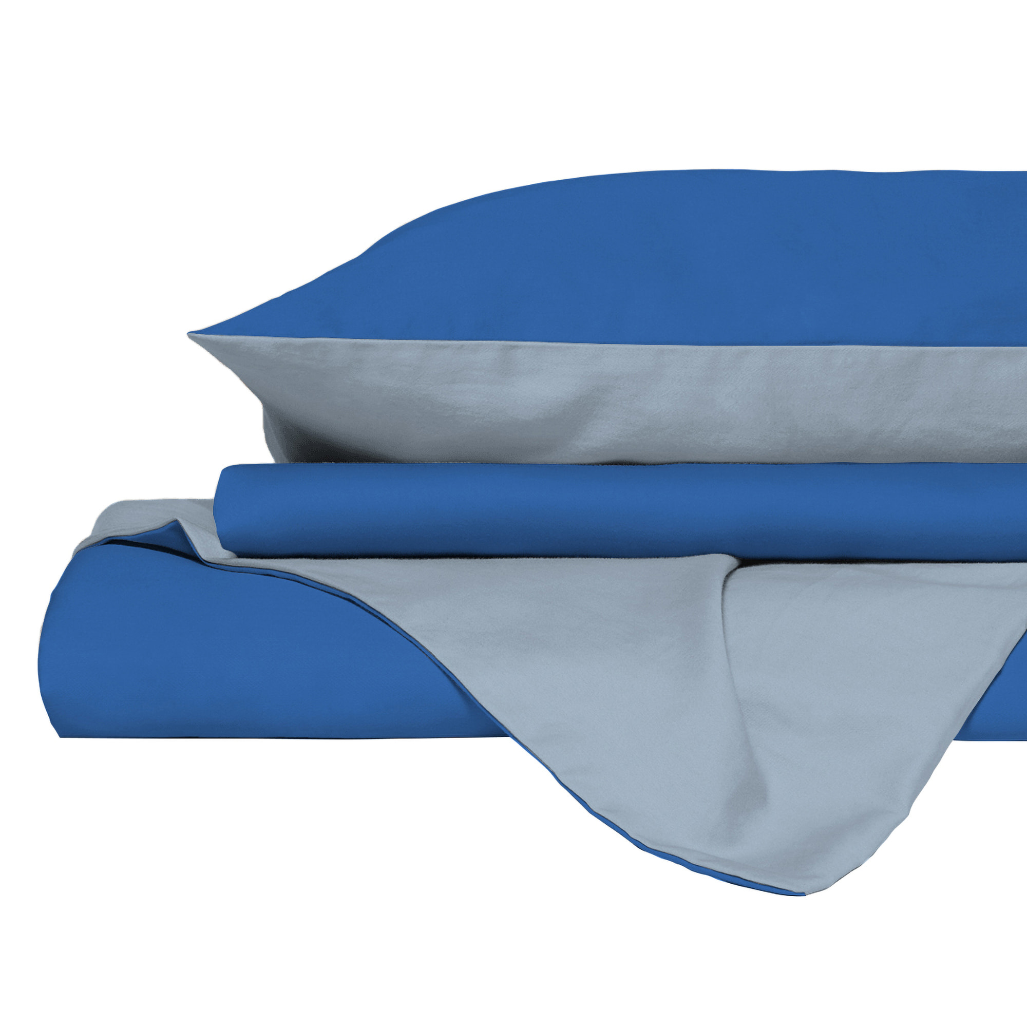 PARURE COPRIPIUMINO NATURAL COLOR, 100% Cotone, Made in Italy - ROYAL/AZZURRO