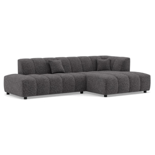 Curtis - canapé d'angle droit 4 places sans accoudoir en tissu texturé - Gris foncé