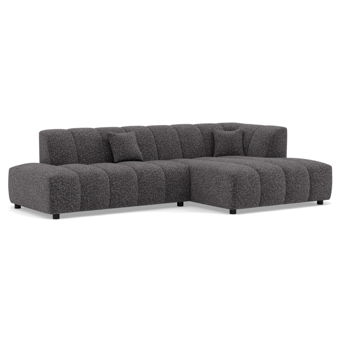Curtis - canapé d'angle droit 4 places sans accoudoir en tissu texturé - Gris foncé