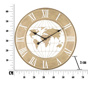 Orologi da muro, Ferro, Colore Oro, Misure: 63 x 3 x 63 cm