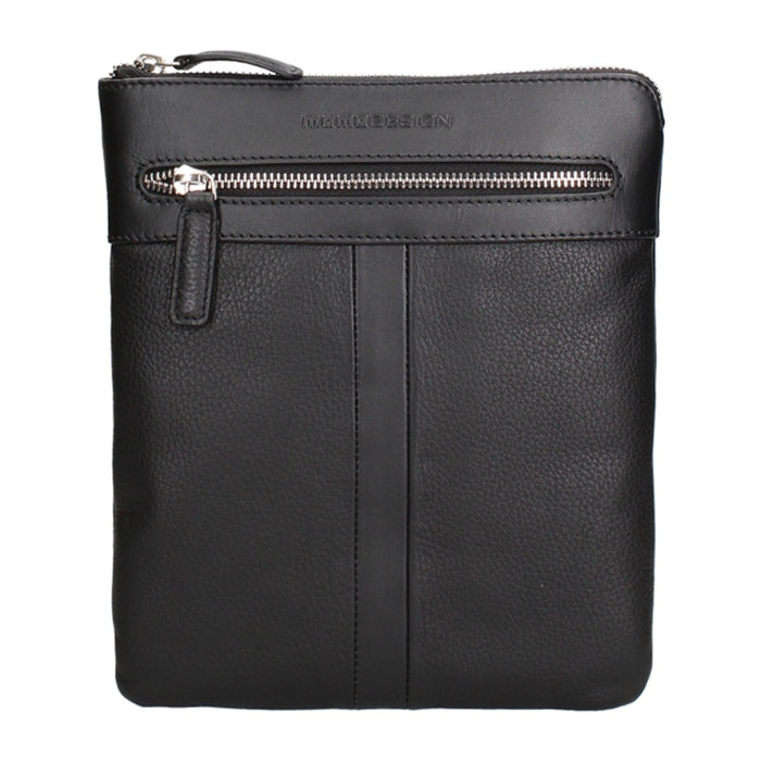 Borsa a tracolla da uomo Made in Italy - Modello Nerian - 100% pelle - 24.5 x 21.0 x 4.0 cm