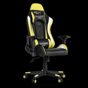 Silla de oficina gaming, silla con reposabrazos 4D, amarillo