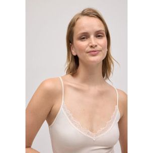 Canottiera con spalline in bambù color avorio