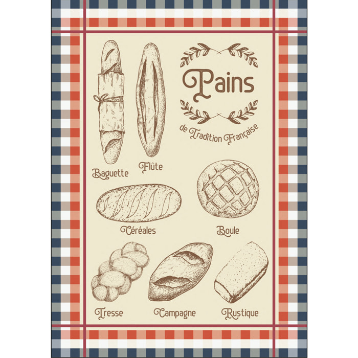 Torchon en coton pains tradition française - Ecru