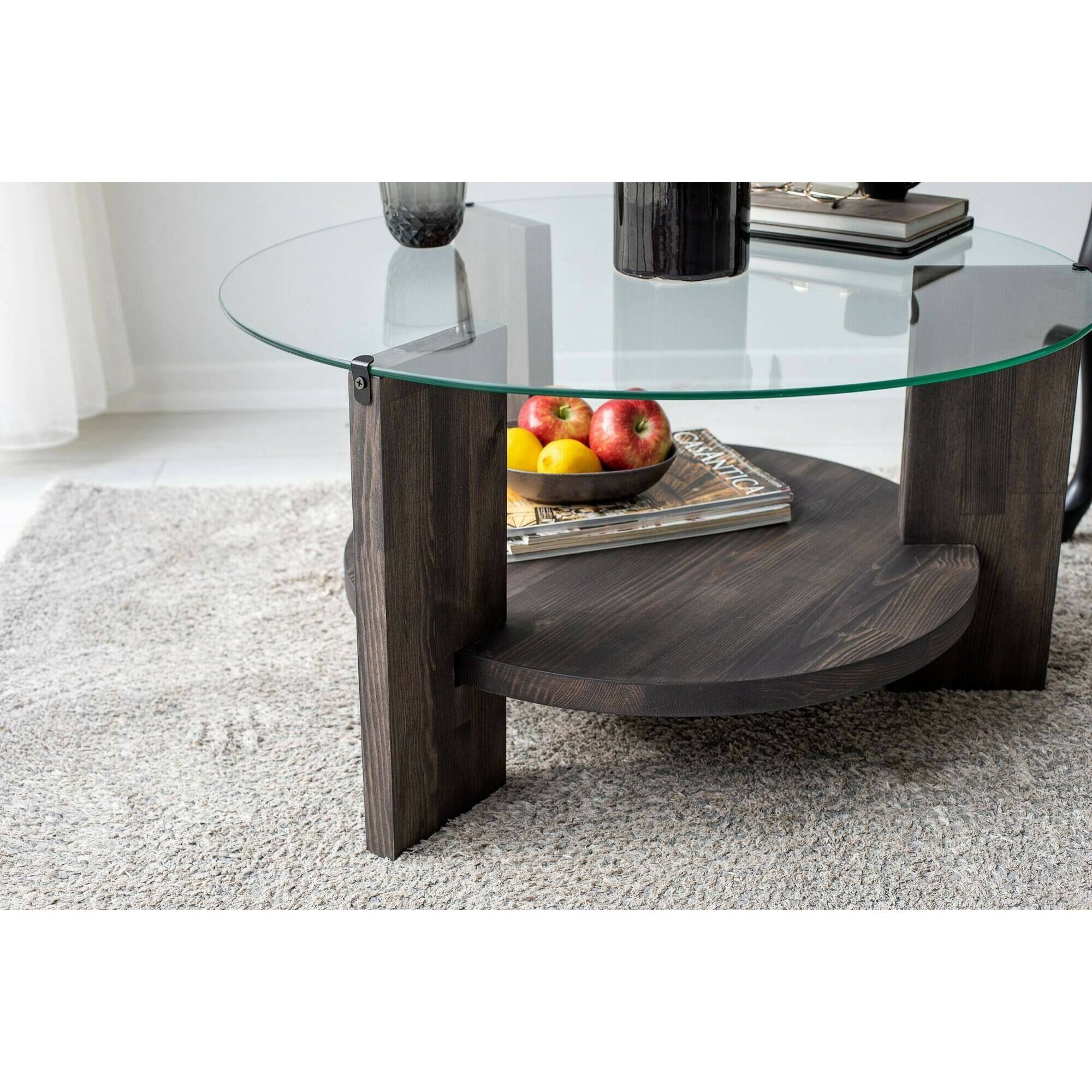 Tavolino da salotto Felino, Tavolo basso da caffè, Portariviste per divano, Ripiano da soggiorno, 75x75h40 cm, Antracite