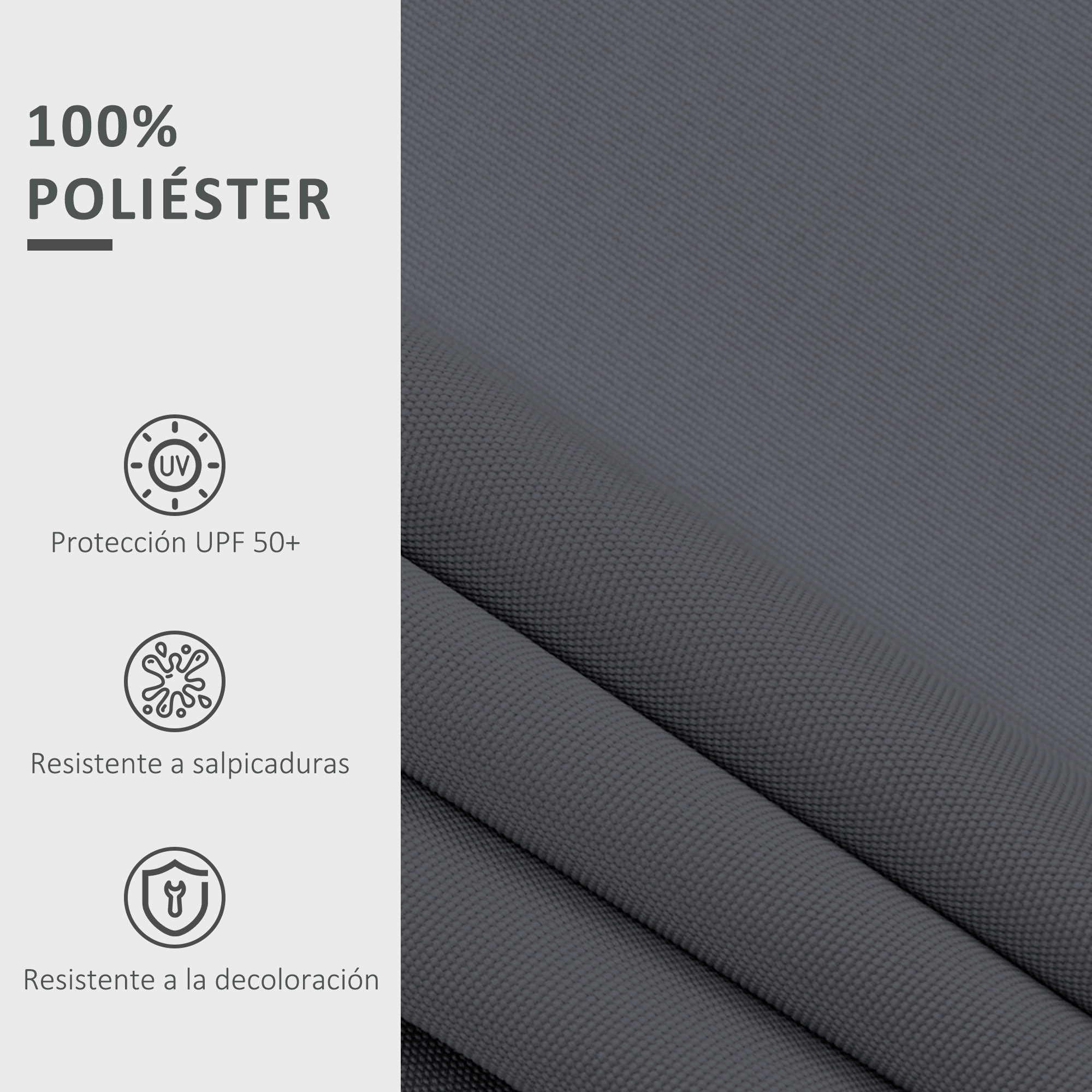 Techo de Repuesto para Toldo 2,8x2,5 m Toldo de Lona con Protección UV 50+ Impermeable Tela de Repuesto para Patio Terraza Jardín Gris