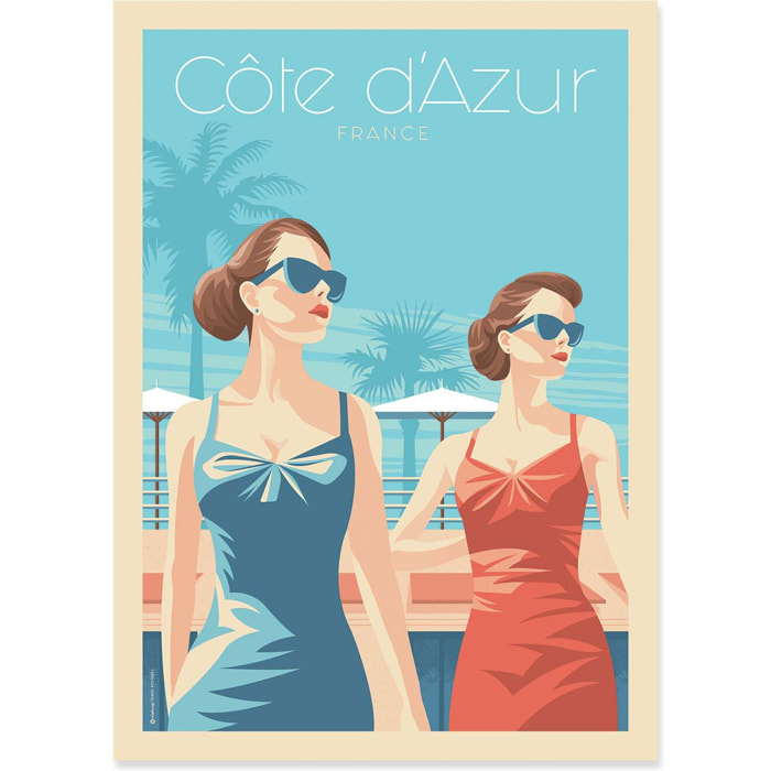 Affiche - Cote d'Azur Ladies - Olahoop Travel Posters