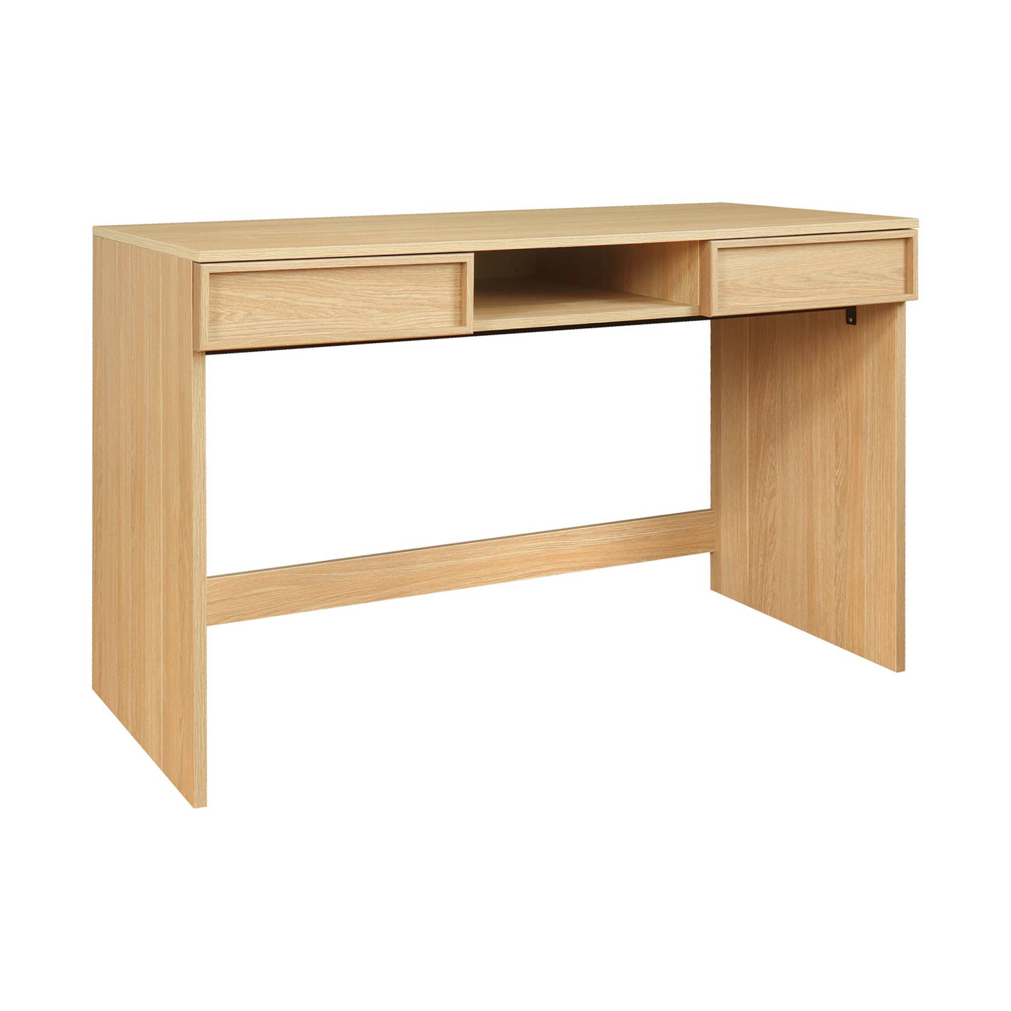 Bureau effet bois 2 tiroirs 1 niche 120cm KUBA