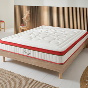 Ensemble Matelas Supreme - Mémoire de forme - 24 cm avec Sommier Couleur Bois - 1 place