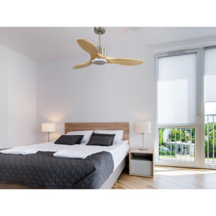 Ventilateur de plafond Réversible  Thermostat Dimmable Wifi Moteur à courant continu Toits en pente Télécommande Lumière à trois tons Hypersilence Mémoire