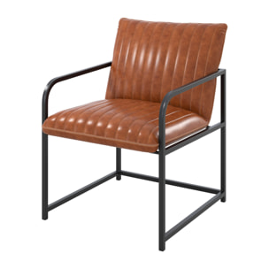 Fauteuil Armand en cuir marron