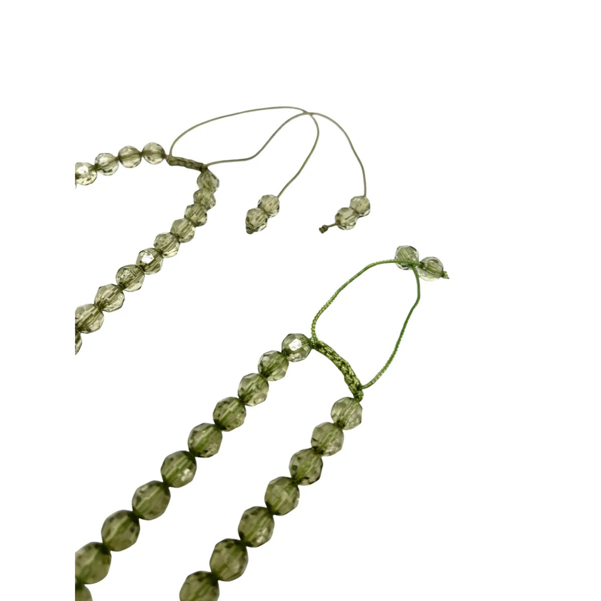 Conjunto collar y pulsera bolas facetadas en verde. Ajustable