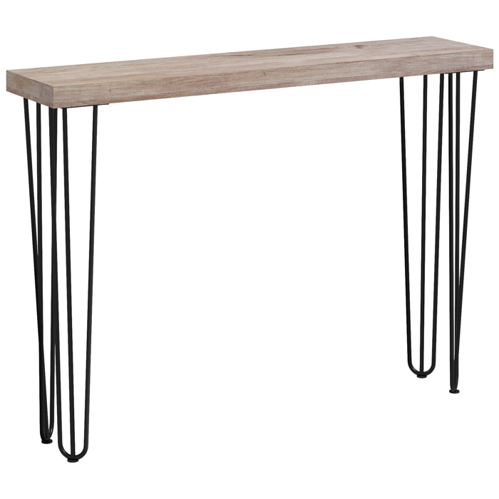 Mesa Consola Moderna Mesa de Entrada con Patas de Acero Antivuelco Mueble de Recibidor para Salón Pasillo 110x25x79,5 cm Natural