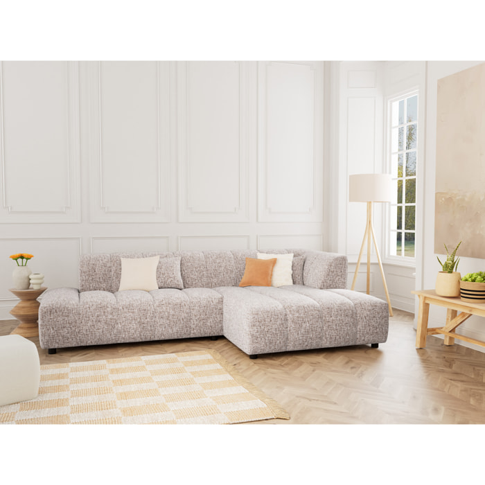 Curtis - canapé d'angle droit 4 places sans accoudoir en tissu texturé - Taupe