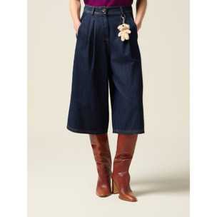 Oltre - Bermuda in denim con charm - Blu