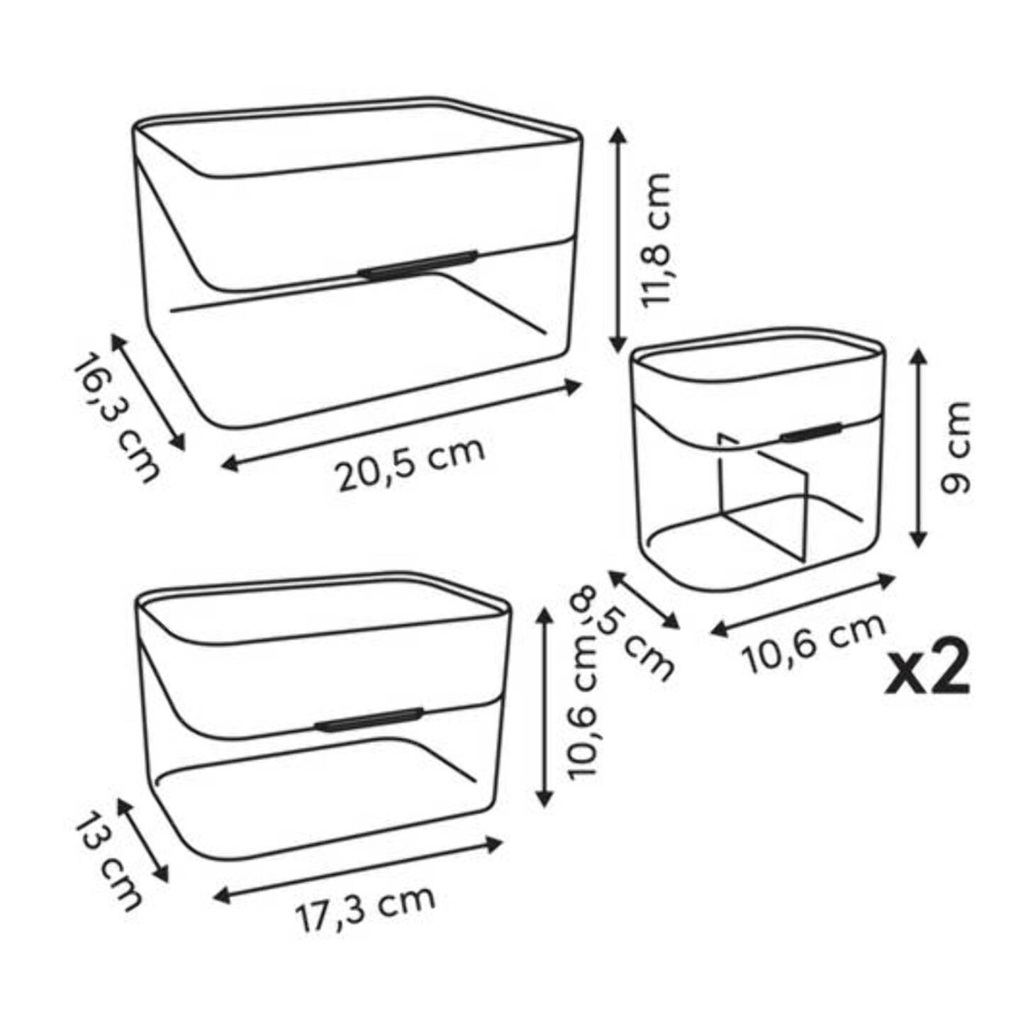 Organiseur de tiroir 4 pièces transparent