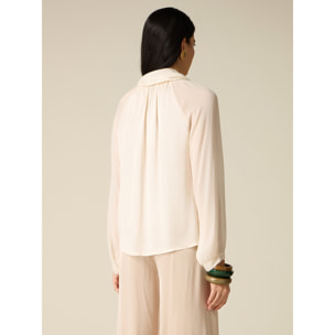 Oltre - Camisa de viscosa con lazo - Blanco