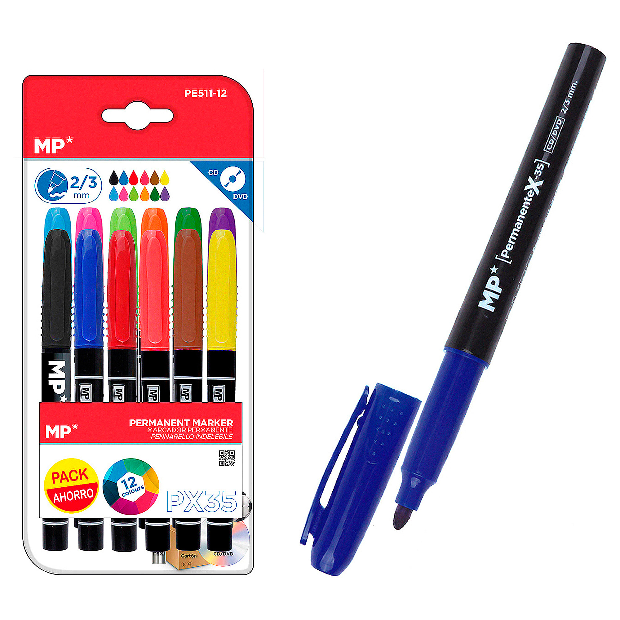 MARCADOR PERMANENTE 12 Uds. PACK AHORRO