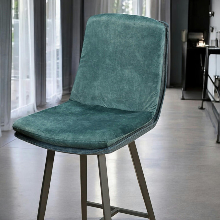 Chaise de bar en velours bleu (lot de 2) OKA