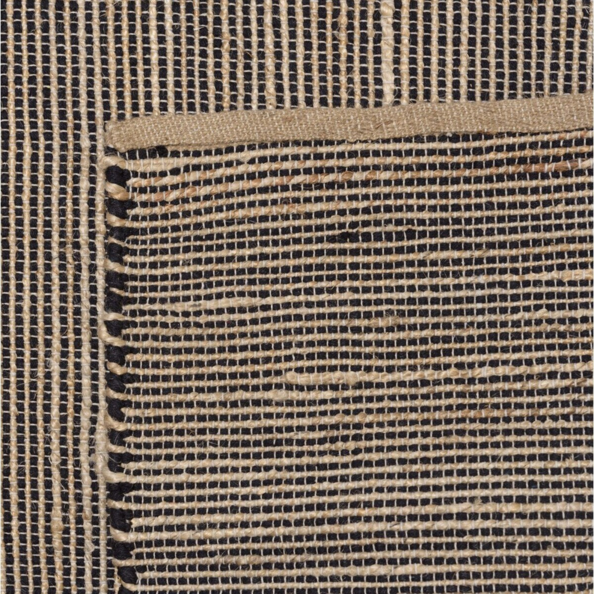 QUENTIN - Tapis rect. 160x230cm en jute et coton couleur sable et noir