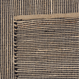 QUENTIN - Tapis rect. 160x230cm en jute et coton couleur sable et noir