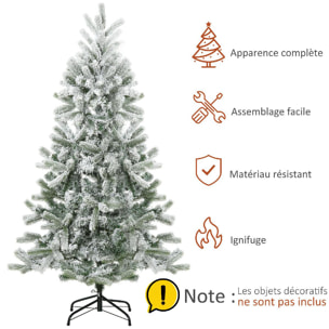 Sapin de Noël artificiel enneigé Ø 90 x 150H cm 521 branches épines imitation Nordmann grand réalisme