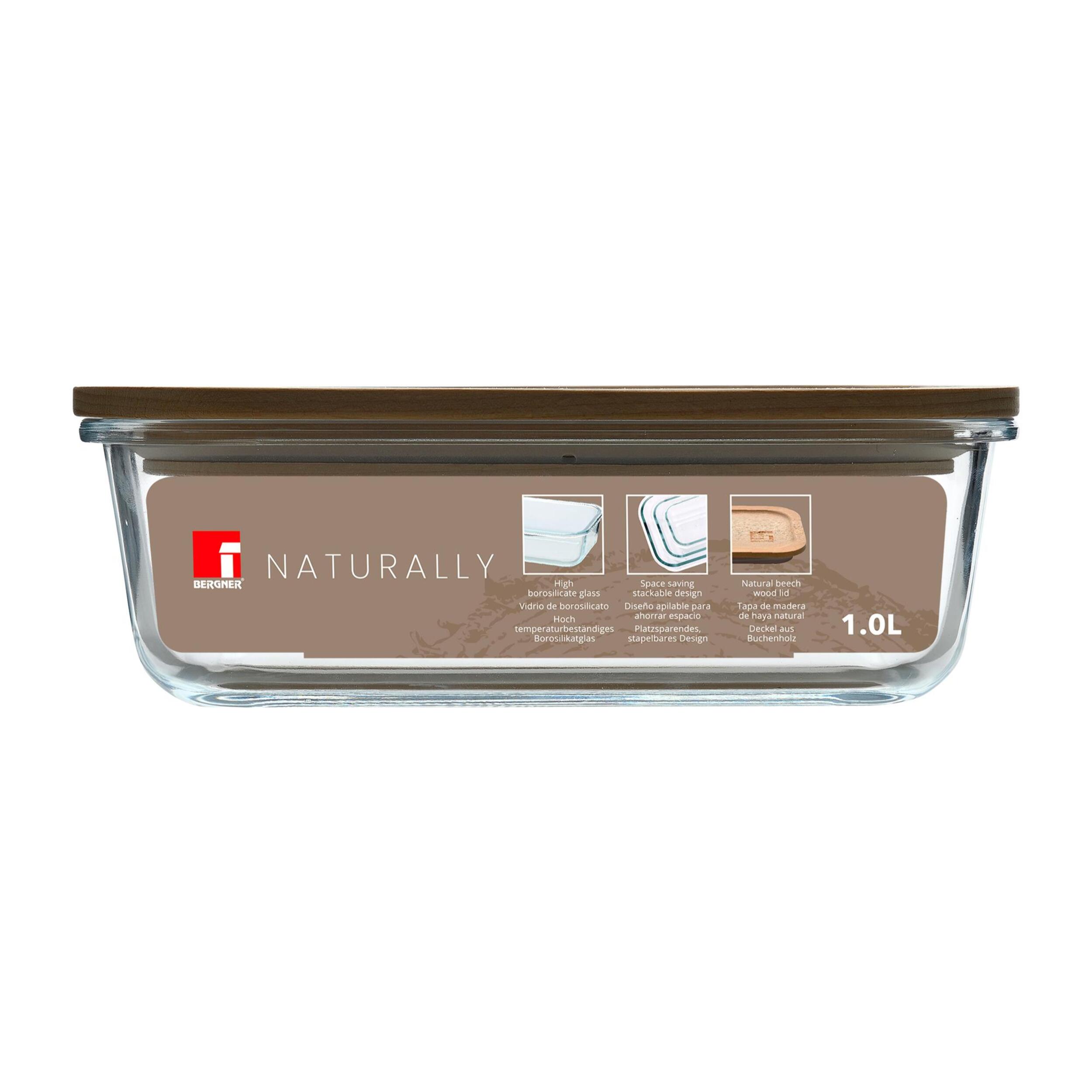 Bergner NATURALLY Hermético de 1L en vidrio de borosilicato