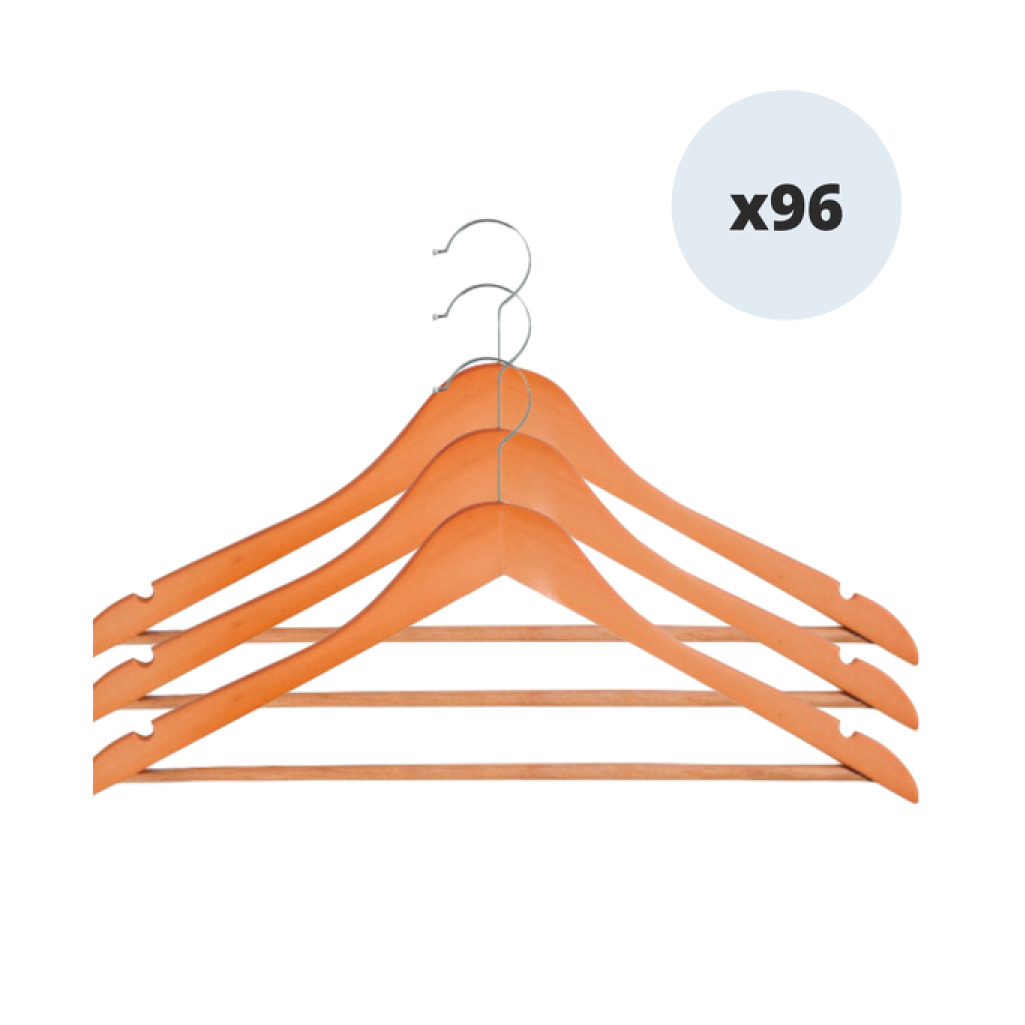 Lot de 96 cintres en bois à  Tête en métal chromé pivotante MSV