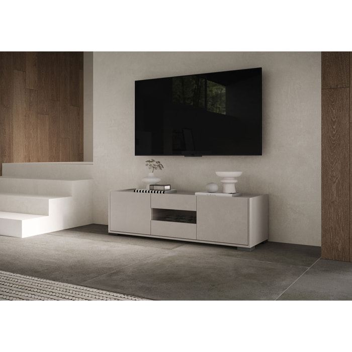 Meuble TV bas 3 portes 130x40x40 Riflesso cachemire