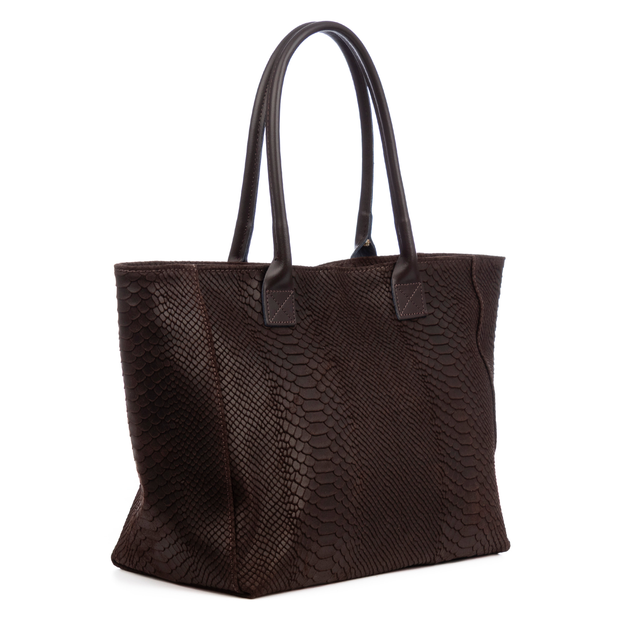 Avola bolso de hombro mujer. Piel auténtica Gamuza grabado serpiente.