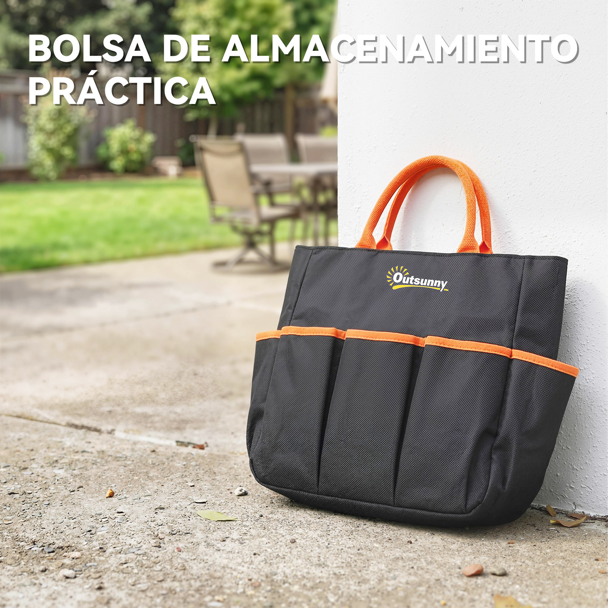 Taburete de Jardín Plegable con Almohadilla de Espuma EVA, Asiento de Jardín Portátil con Bolsa para Herramientas en Cintura, Carga 150 kg, Regalo para Jardineros, Ancianos, Negro