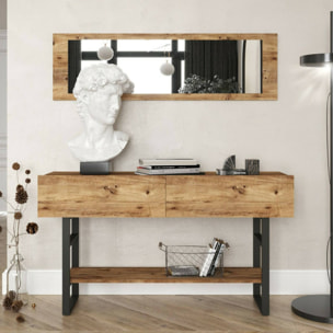 Consolle Izo, Tavolo multiuso, Mobiletto d'appoggio, Scrivania da corridoio, 139x43h76 cm, Quercia