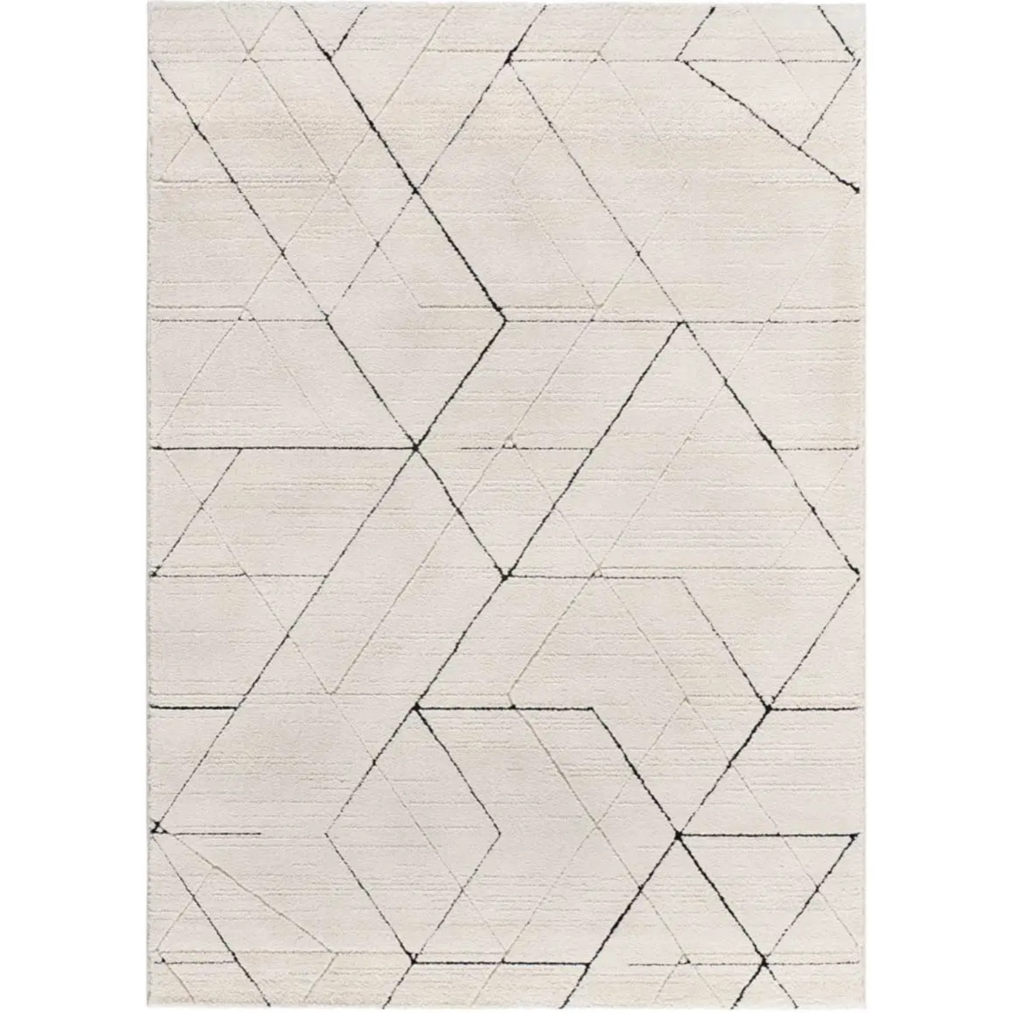 TURIN Alfombra geométrica con relieve en blanco y negro, varias medidas disponibles