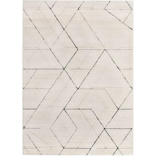 TURIN Alfombra geométrica con relieve en blanco y negro, varias medidas disponibles