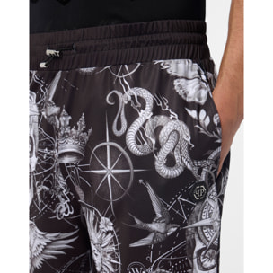 PHILIPP PLEIN Mesh Basketball Shorts Tattoo