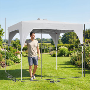 Carpa Plegable 3x3 m, Pop-up, Cenador Pabellón de Jardín con Ventilación Superior, Bloqueo Central, UPF50+, Altura Ajustable 3 Niveles, Bolsa Transporte con Ruedas, Sacos de Arena, Gris