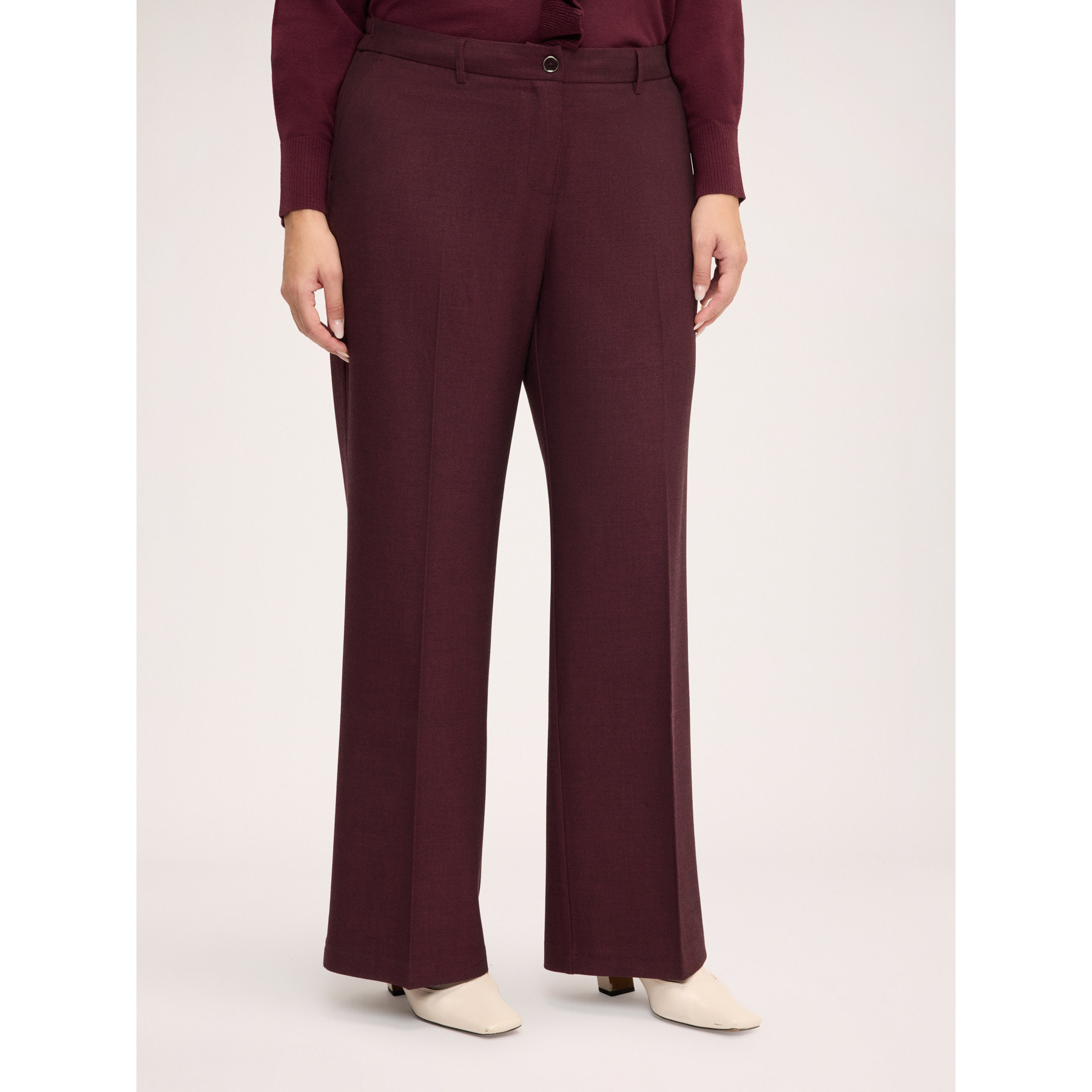 Fiorella Rubino - Pantaloni Wide Leg piega stirata - Bordeaux