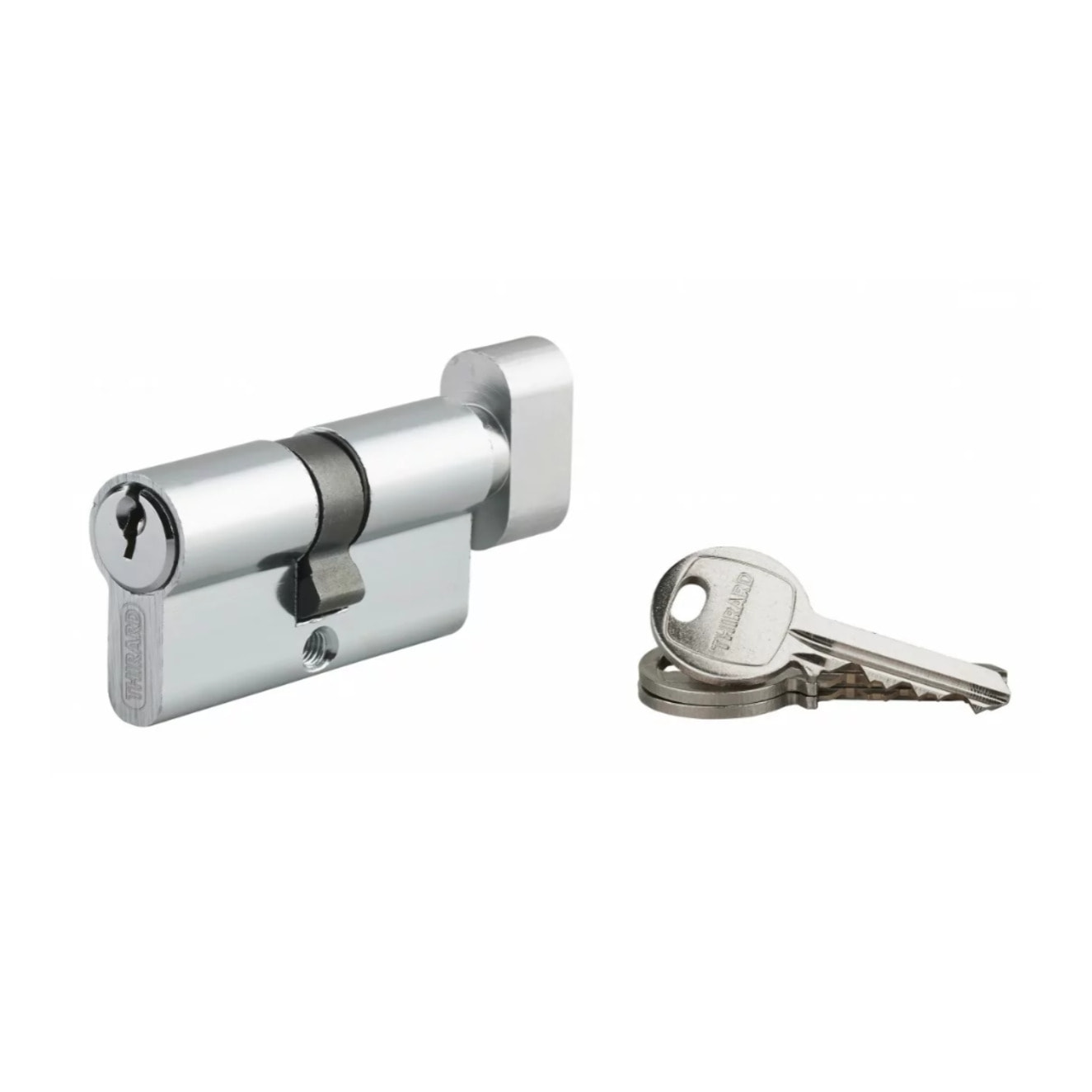 Cylindre de serrure à clé crantée Ecopro à bouton nickelé - 30 x 30 - Varié - THIRARD - 00007068