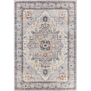OTTOMAN - Tapis à poils courts doux à motif oriental gris