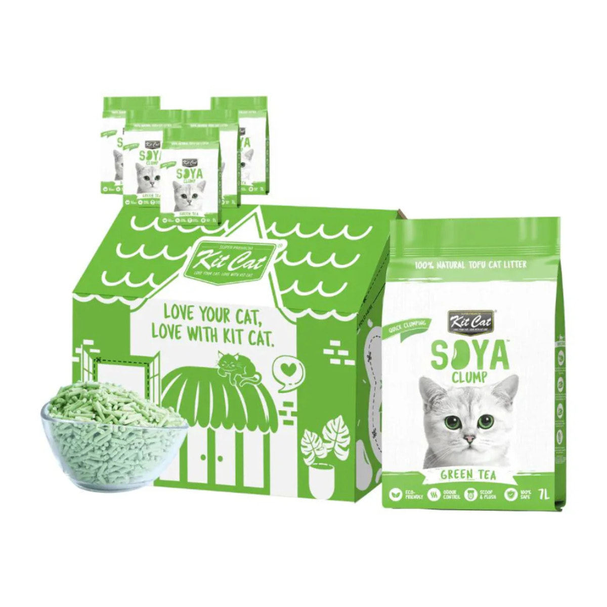 Pack 6 Kit Cat Arena Eco Nova - Green Tea 7 L Arena para gatos