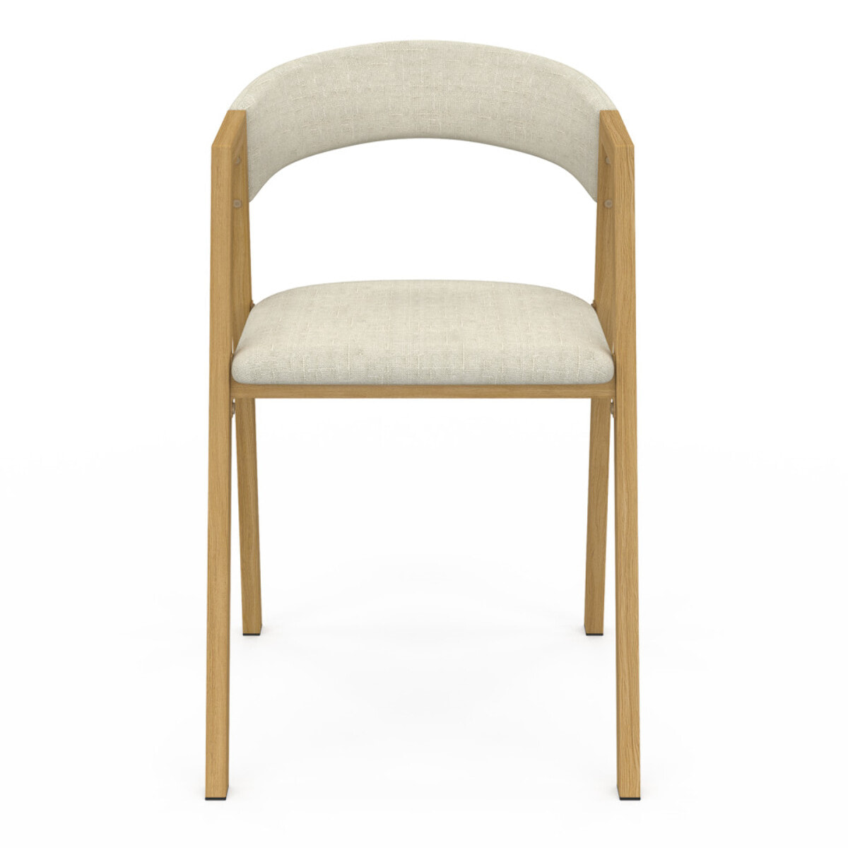 Chaises Enola en tissu beige et pieds effet bois - lot de 4