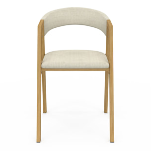 Chaises Enola en tissu beige et pieds effet bois - lot de 4